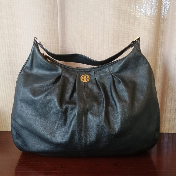 Tory Burch Verona Pleated Black Leather Handbag - Picture 1 of 5